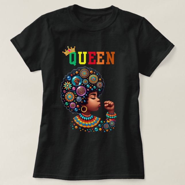 Reina nubia: camiseta de mujeres afiladas (Diseño del anverso)