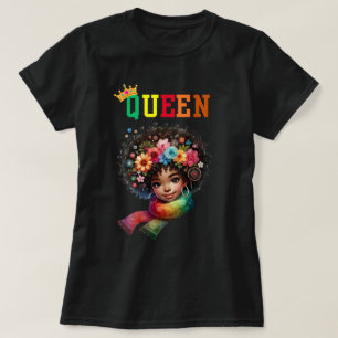 Reina nubia: camiseta de mujeres floridas