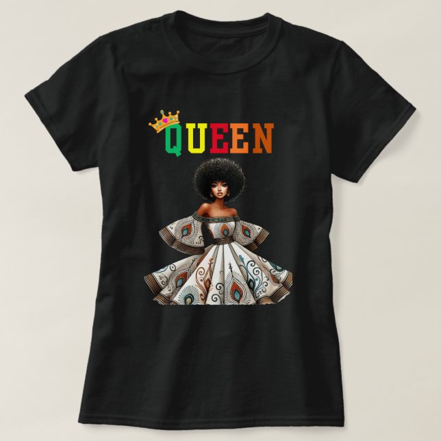 Reina nubia: camiseta de mujeres voladoras (Diseño del anverso)