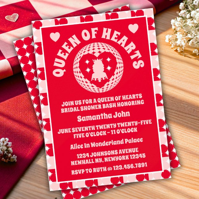 Reina Retro De Corazones Invitación A La Ducha Bri (Bridal Shower Invitation)