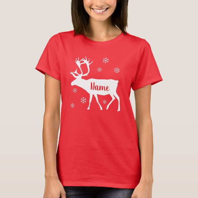 Reindeer Tu Nombre Personalizado Camisa Navidad (Anverso)