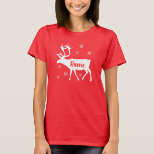 Reindeer Tu Nombre Personalizado Camisa Navidad