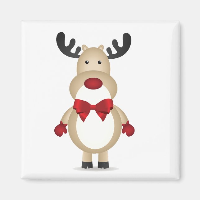 Reindeo con imán de corbata rojo (Frente)