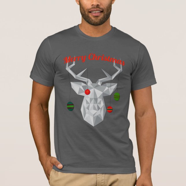 Reindeo de Navidades geométricos camiseta de hombr (Anverso)