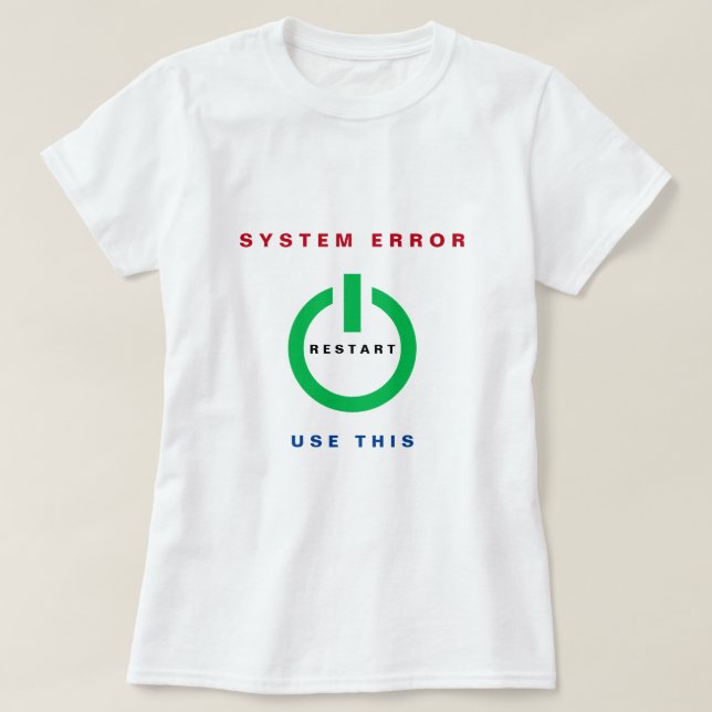 Reinicio de camiseta con error de sistema (Diseño del anverso)