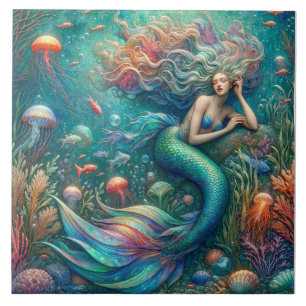 Reino de Coral de la Sirena - Baldosa de Fantasía