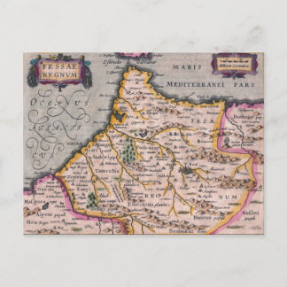 Reino de Fez Fes Mapa antiguo de Marruecos postal