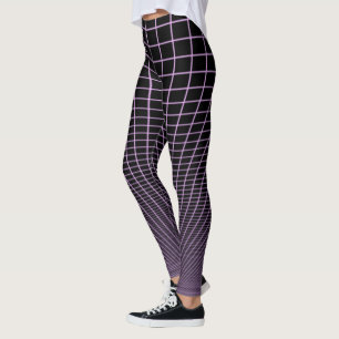 Rejilla de brillo de lila en leggings negros