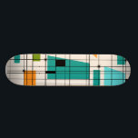 Rejilla retra y monopatín de Starbursts<br><div class="desc">Esta rejilla y monopatín retros de Starbursts es donde el estilo del vintage resuelve día moderno. Ofrece un fondo color nata con kitschy, de cuadrados del kilter y de rectángulos en trullo, turquesa, este verde azul claro, anaranjado, y del aguacate. Los bloques caprichosos de color se sobreponen se trabajan en...</div>