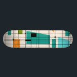 Rejilla retra y monopatín de Starbursts<br><div class="desc">Esta rejilla y monopatín retros de Starbursts es donde el estilo del vintage resuelve día moderno. Ofrece un fondo color nata con kitschy, de cuadrados del kilter y de rectángulos en trullo, turquesa, este verde azul claro, anaranjado, y del aguacate. Los bloques caprichosos de color se sobreponen se trabajan en...</div>