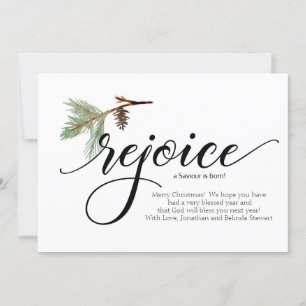 REJOICE NACIÓ UN SAVIOR - Tarjeta de foto de Navid
