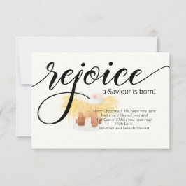 REJOICE NACIÓ UN SAVIOR - Tarjeta de foto de Navid
