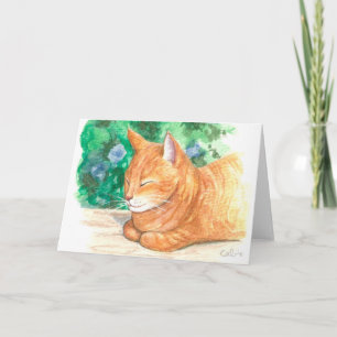"Relajación del gato Naranja". Tarjeta de felicita