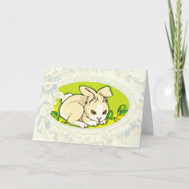 Relajante tarjeta de pascua para conejitos (Anverso)
