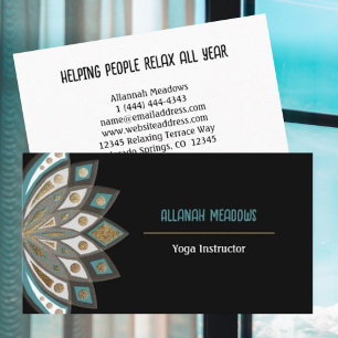 Relajante tarjeta de visita Aqua y Gold Lotus Flow