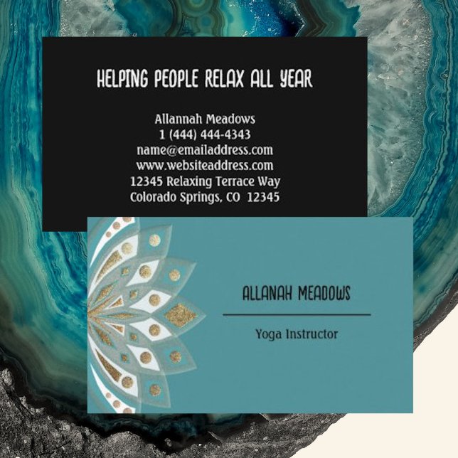 Relajante tarjeta de visita Gold y Aqua Lotus Flow (Subido por el creador)