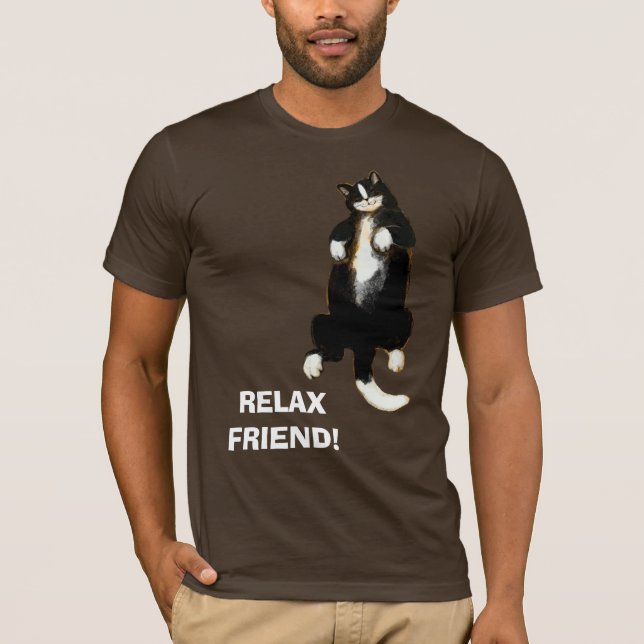 ¡Relájate amigo! Camiseta de gato durmiente (Anverso)