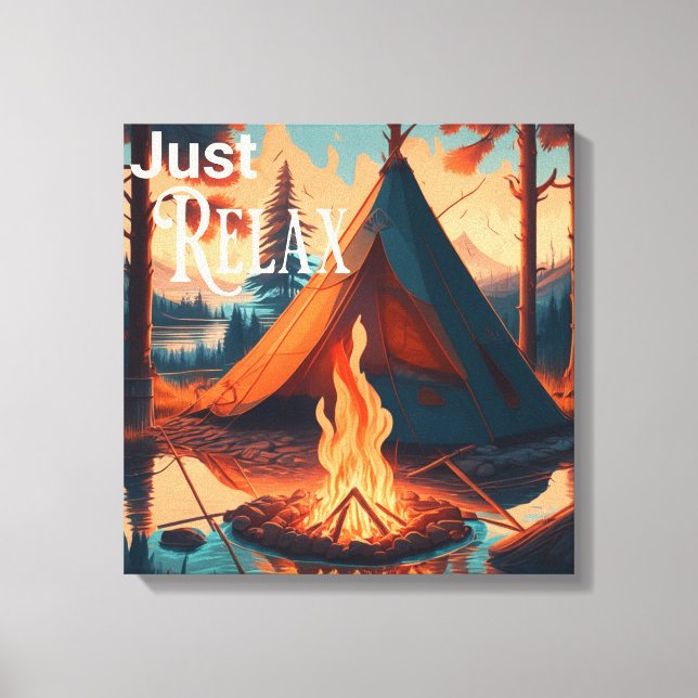 Relájate | Con tema de camping | Arte digital (Anverso)