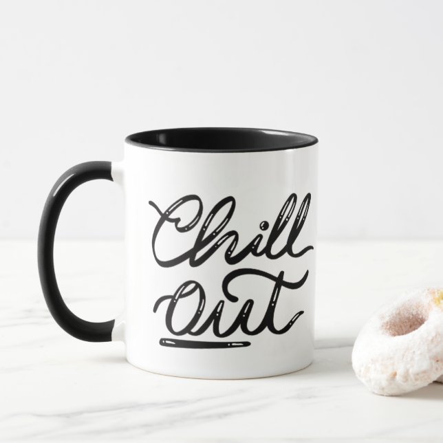Relájate - Taza Retro con Letra a Mano (Con donut)