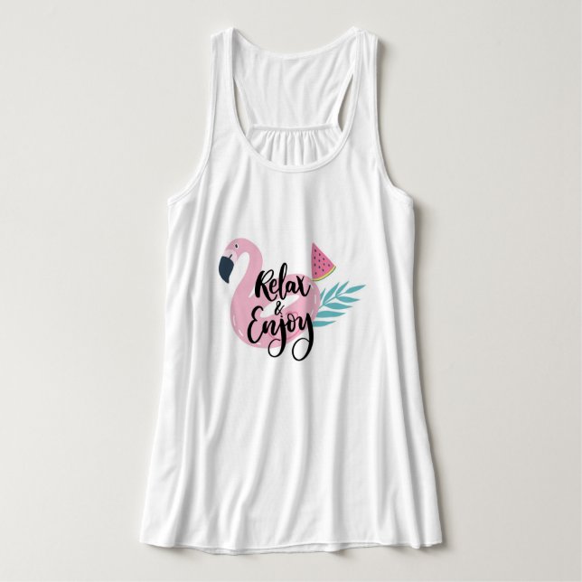 Relájese y disfrute del Flamingo Tank Top (Diseño del anverso)