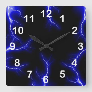 Relámpago azul numerado reloj de pared