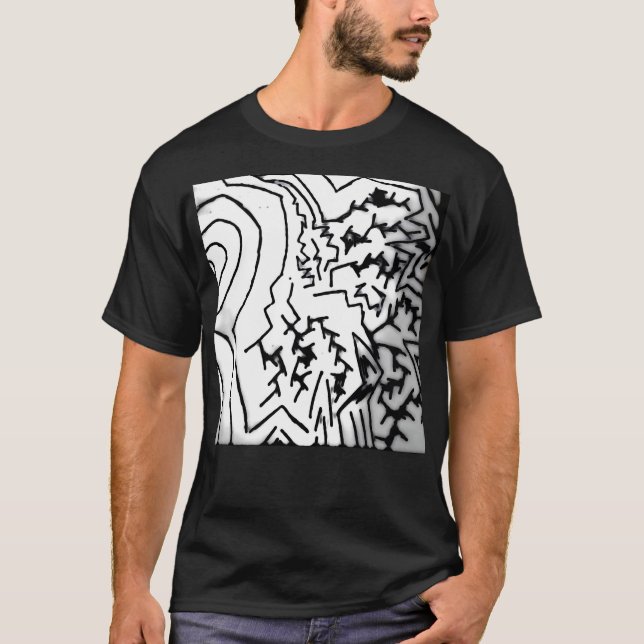 "Relámpago negro/blanco abstracto" camiseta " (Anverso)