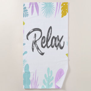 Relax Brush Script   Toalla de playa tropical
