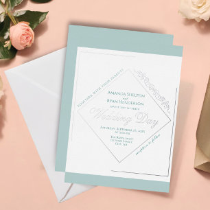 Relieve Metalizado Adorno Elegante Invitación de Boda con Marco de Pl