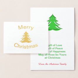 Relieve Metalizado Árbol de Navidad Feliz con Hojalata - Tarjeta Dobl