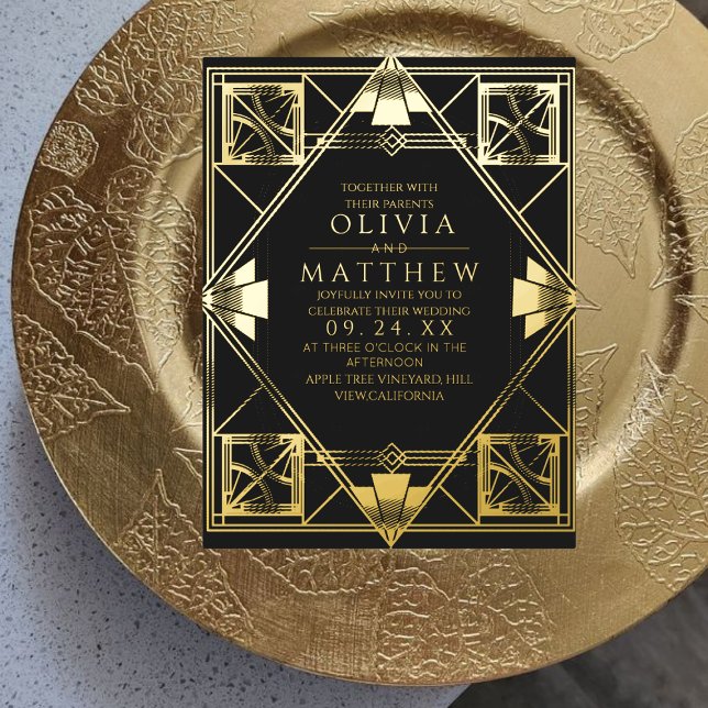 Relieve metalizado Art Deco Invitación a la boda n (Subido por el creador)