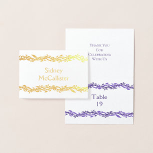 Relieve Metalizado Asientos de Escort con tarjeta de Boda Purple Wood