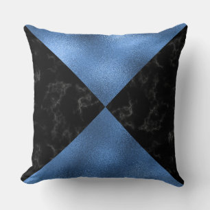 Relieve metalizado azul/negro almohada decorativa
