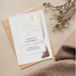 Relieve Metalizado Boda moderna Guardar la invitación de fecha con Re