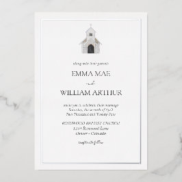 Relieve metalizado Clásico Invitación a la boda de