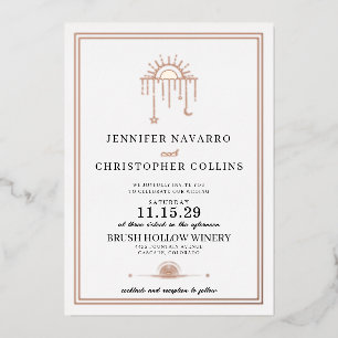 Relieve Metalizado Dainty Celestial con detalles Invitación a la boda