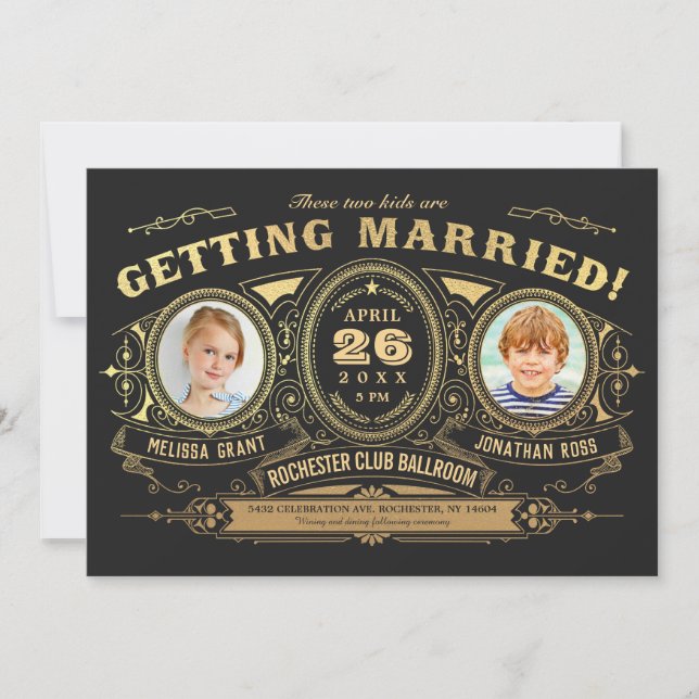 Relieve metalizado de Invitaciones a Bodas de Vint (Anverso)