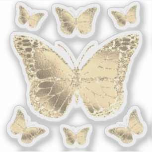 Relieve metalizado de oro falso mariposas pegatina
