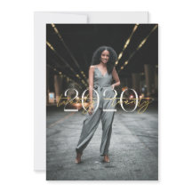 Relieve metalizado dorado 2020 Invitación a la gra