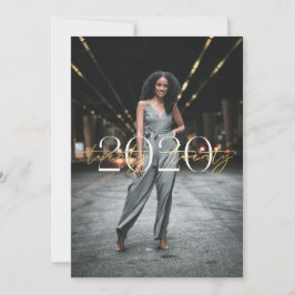 Relieve metalizado dorado 2020 Invitación a la gra