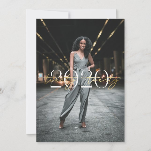 Relieve metalizado dorado 2020 Invitación a la gra (Anverso)