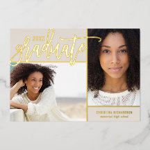 Relieve metalizado dorado 2 Invitación de Graduaci