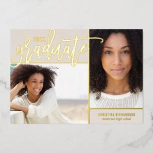 Relieve metalizado dorado 2 Invitación de Graduaci