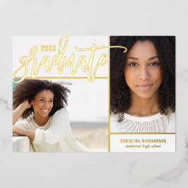 Relieve metalizado dorado 2 Invitación de Graduaci