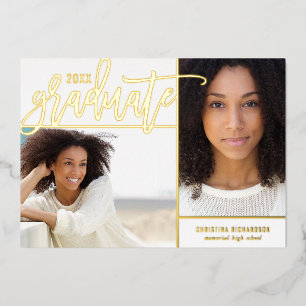 Relieve metalizado dorado 2 Invitación de Graduaci