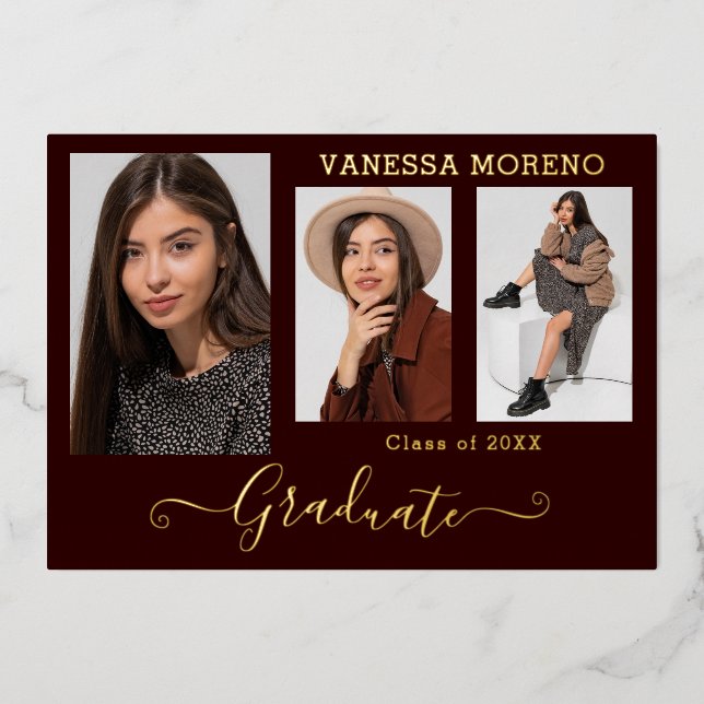 Relieve metalizado dorado 3 Foto Tarjeta Grad De C (Anverso)