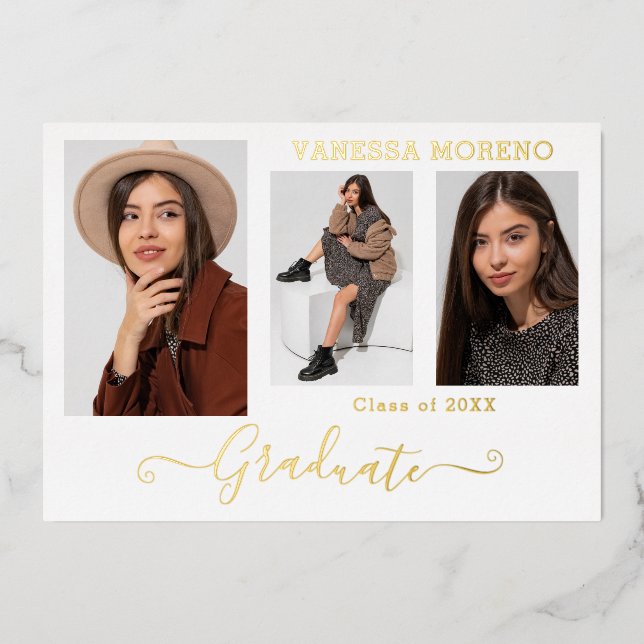 Relieve metalizado dorado 3 Foto Tarjeta Grad De C (Anverso)