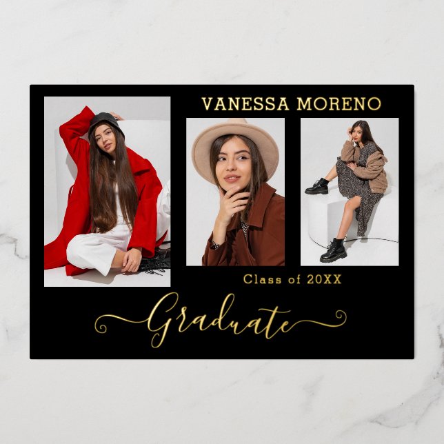 Relieve metalizado dorado 3 Foto Tarjeta Grad de c (Anverso)