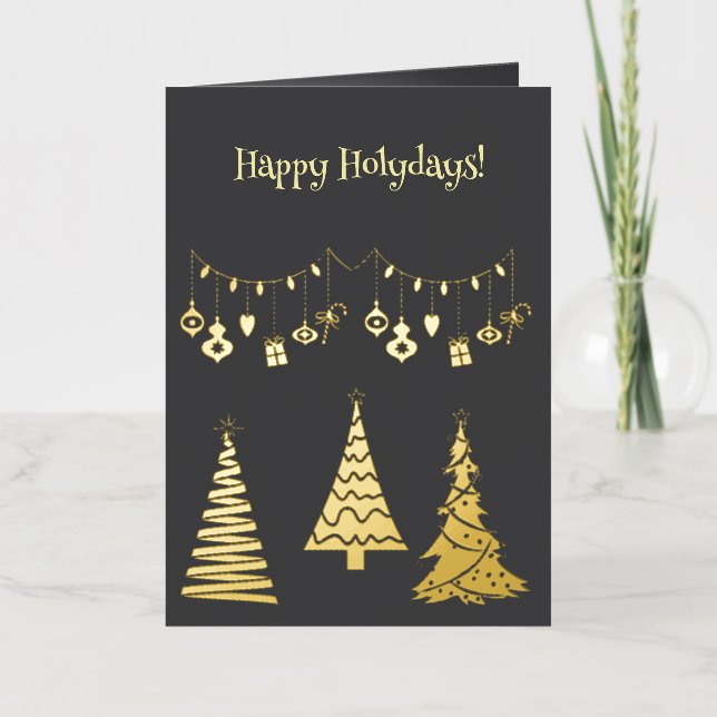 Relieve metalizado dorado Árboles navideños simple (Anverso)