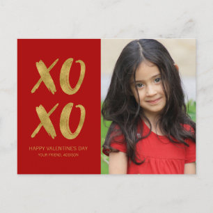 Relieve metalizado dorado cepillado XOXO tarjeta p
