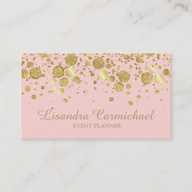 Relieve metalizado dorado Confetti En Tarjeta De N (Anverso)